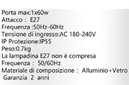 Lanterna LED da parete con portalampada E27 IP55