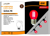 Lampadina LED 4W G45 Attecco E27 Luce Rossa