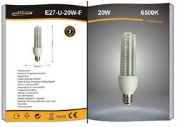 Lampadina Tubo LED 20W Attacco E27 Luce Fredda 6500K