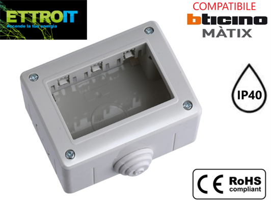 Custodia Esterna Idrobox 3 Moduli Compatibile BTicino® Matix