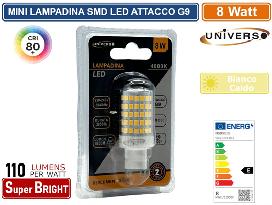 Lampadina LED Attacco G9 8W Luce