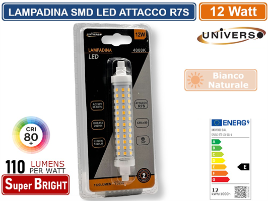 Lampadina Led Attacco R7s 12W Luce Naturale 4000K