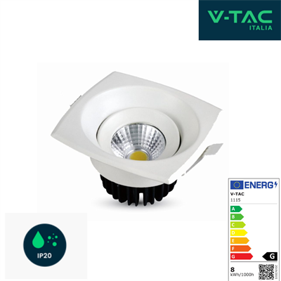 Faretto LED COB da Incasso Quadrato 8W Luce Fredda 550Lm