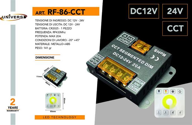 Telecomando Wireless Touch Dimmer per Strip LED DC 12V/24V