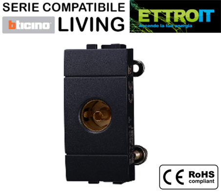 Connettore TV Femmina Nero Compatibile con BTicino® Living